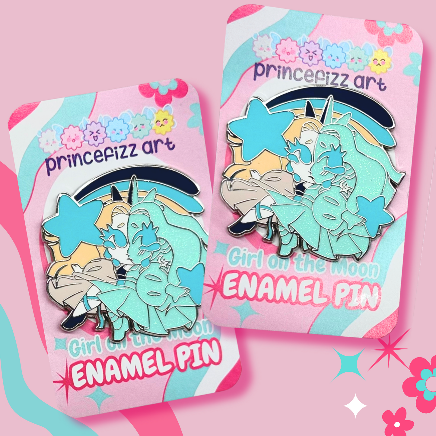 Girl On The Moon Enamel Pin